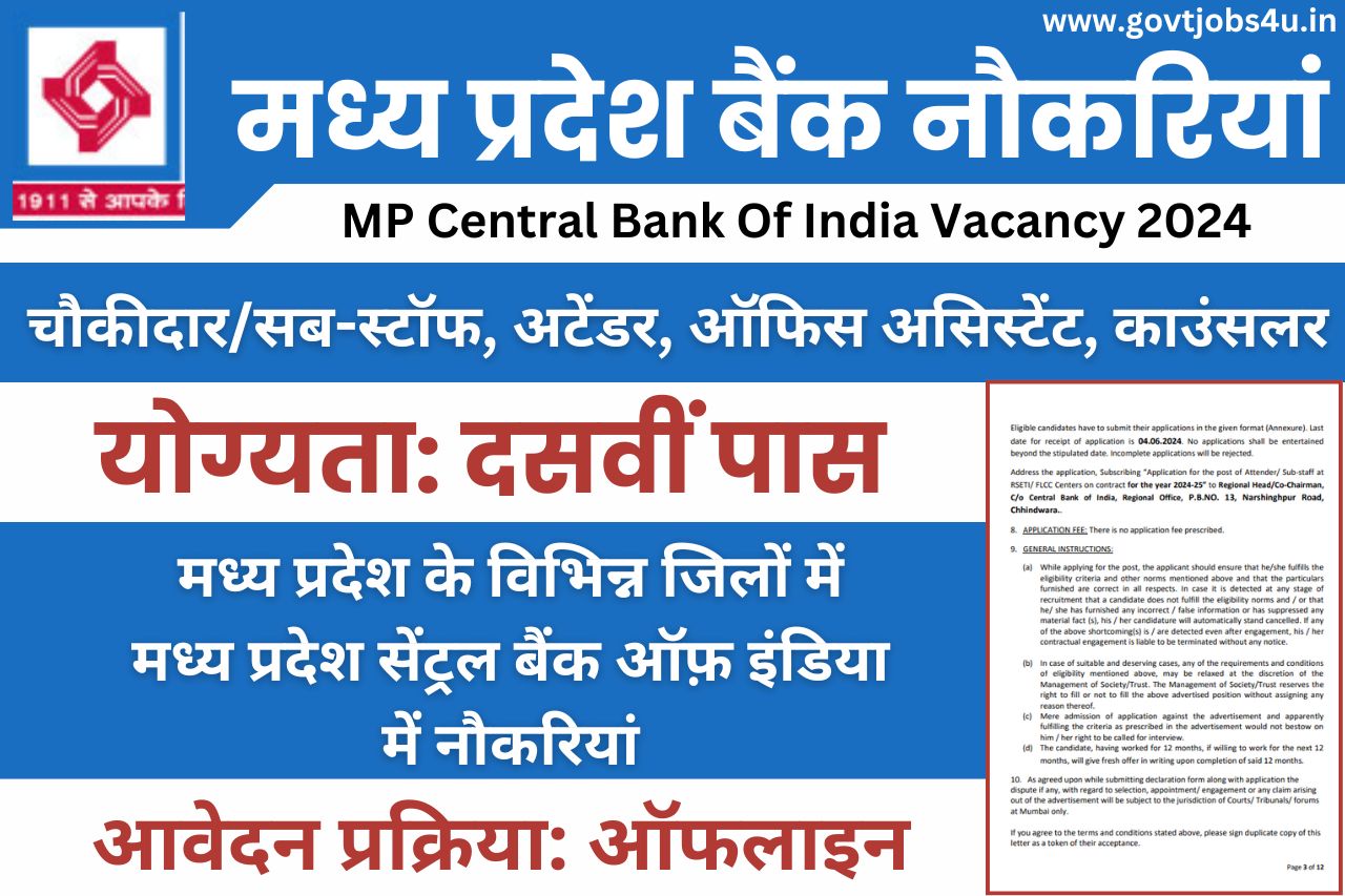 MP Central Bank Of India Recruitment 2024