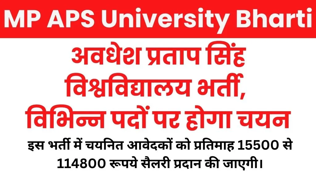 MP APS University Recruitment 2024