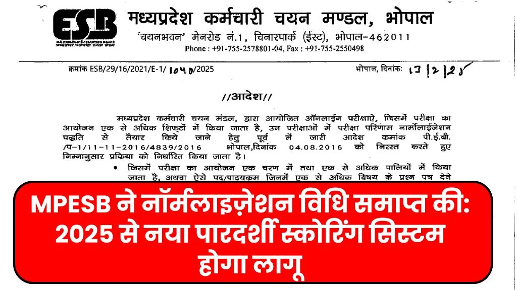 MPESB Exam Scoring System Reforms 2025